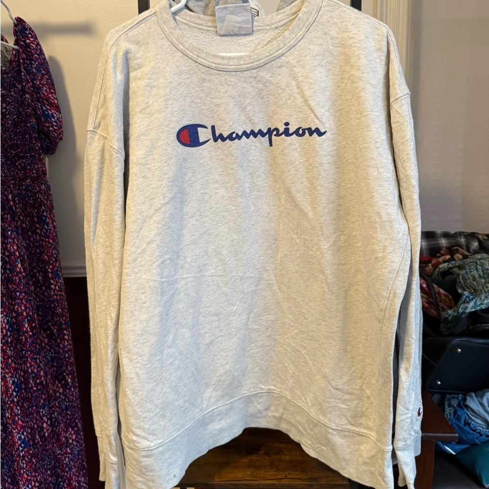 Champion Light Gray Athletic Sweatshirt